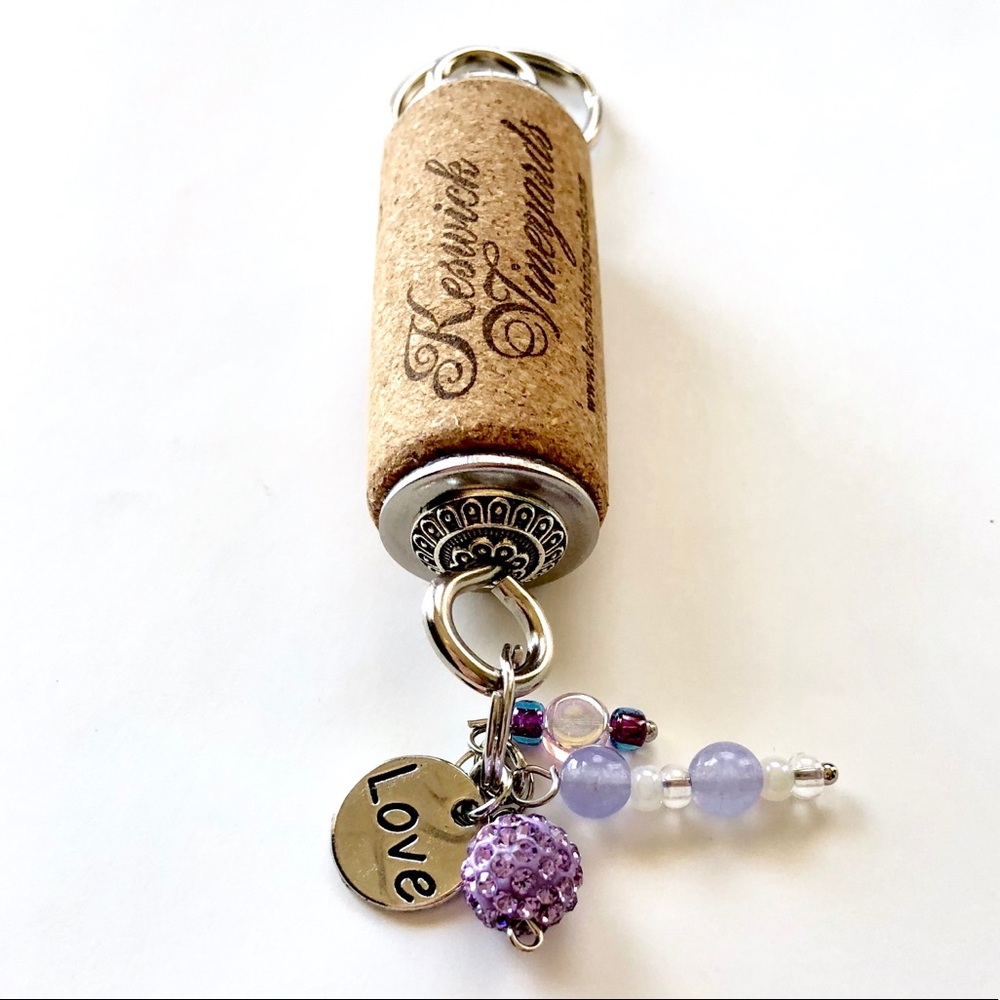 Floating Wine Cork Keychain Love